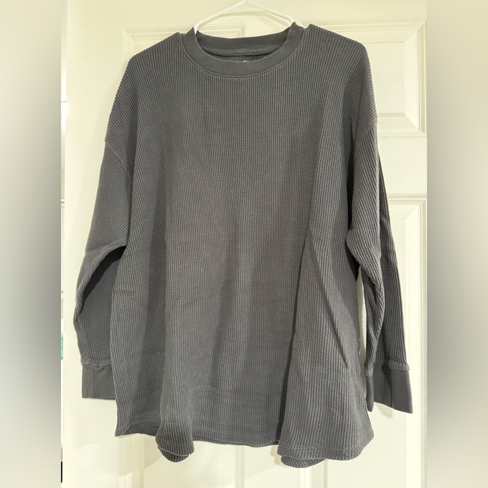 Abercrombie & Fitch Charcoal Waffle Knit Top